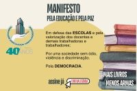 Assine o manifesto "Pela educação e pela paz" da campanha Mais Livros, Menos Armas